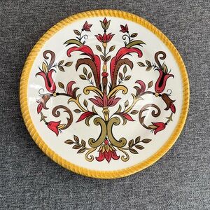 Pier 1 Oralia Salad Dessert Plate Retired Yellow Red Brown Floral Antique Floral